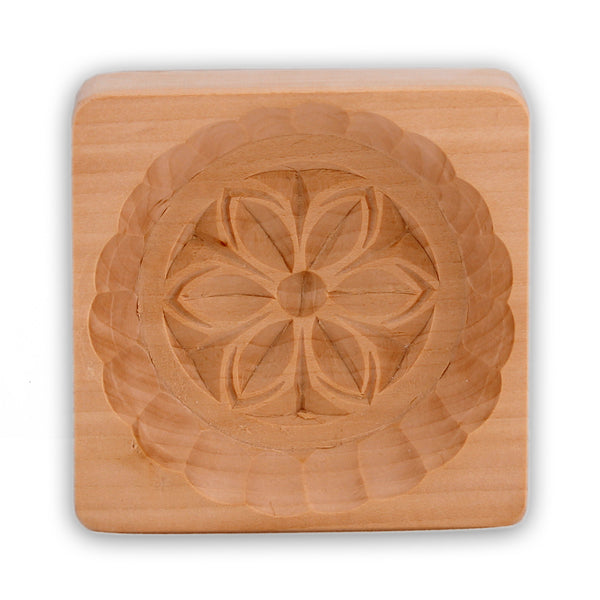 Salewsky Jurgen Hard Carved Wooden Round Butter Mold Assorted Patterns Medium 8 oz, Size: 3.88 x 7.5