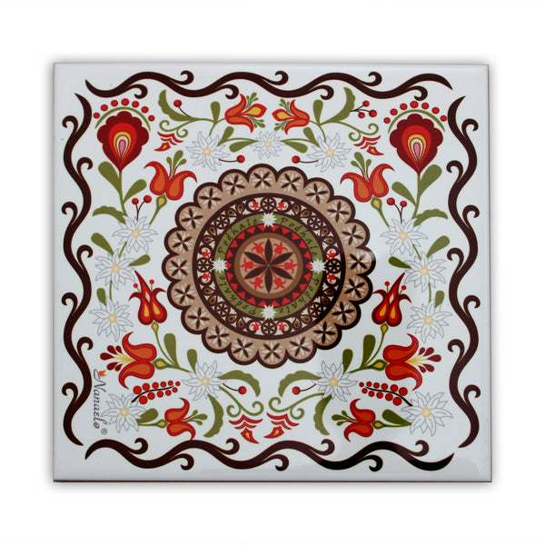 Polish Papercut Wycinanki Folk Art - Floral Medallion 15cm - Stone