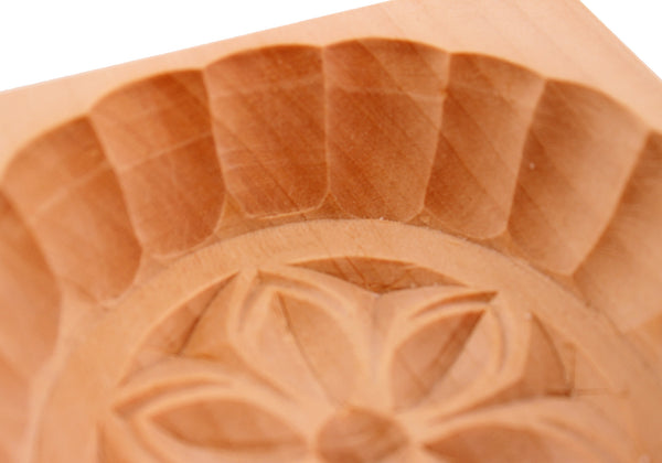 World Cuisine Wooden Oval Butter Mold with Double Flower Imprint, 9,  Brown, 48294-04 